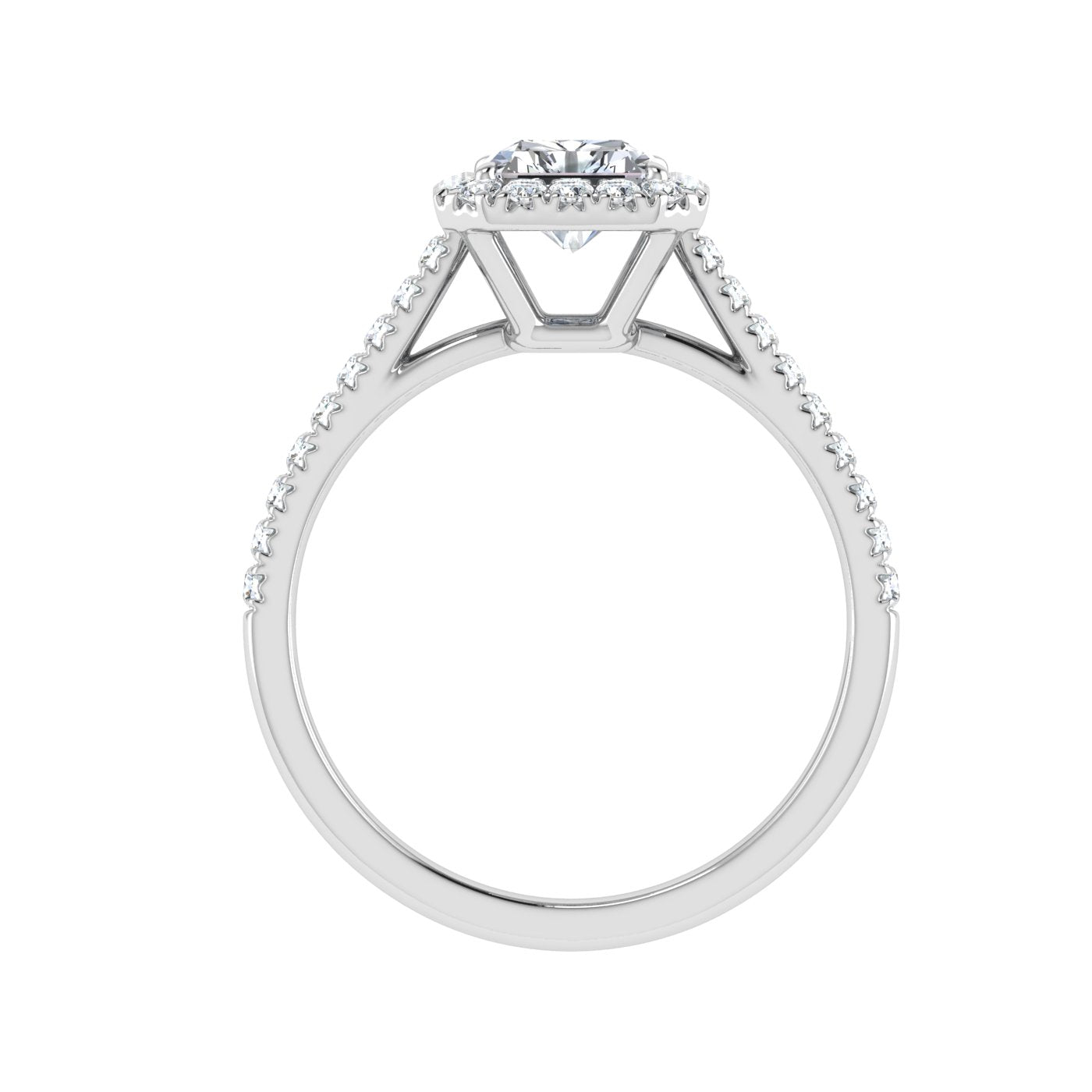 Vixen's Radiant Cut Halo Moissanite Engagement Ring White Gold
